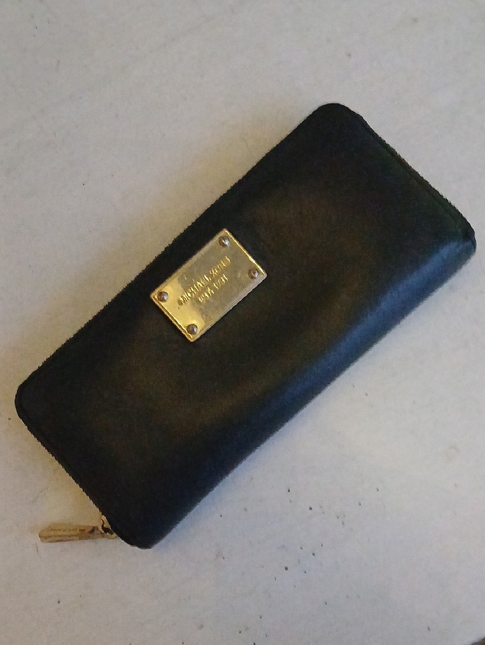Michael Kors Continental Zip-Around Wallet with Gold Plaque